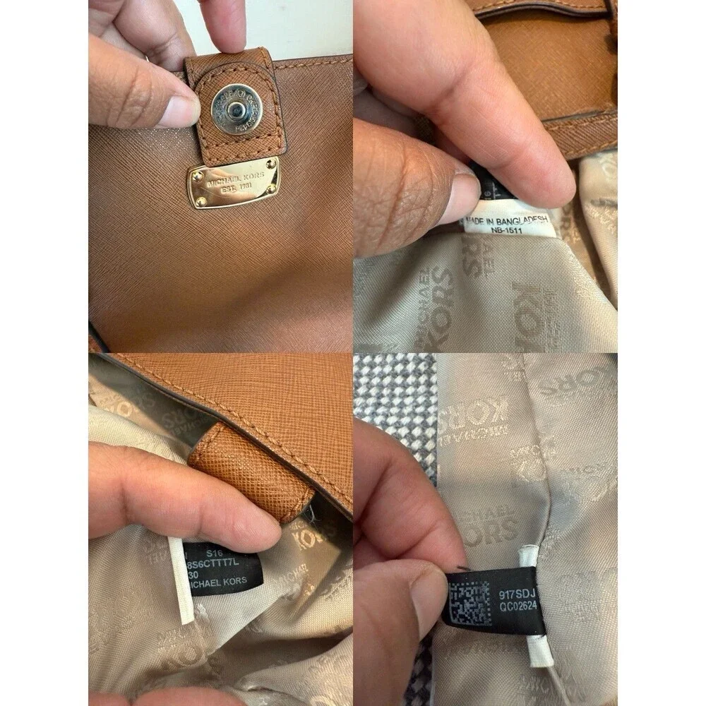 MICHAEL KORS Large Saffiano Leather Tote JET SET Tall TRAVEL ACORN BROWn